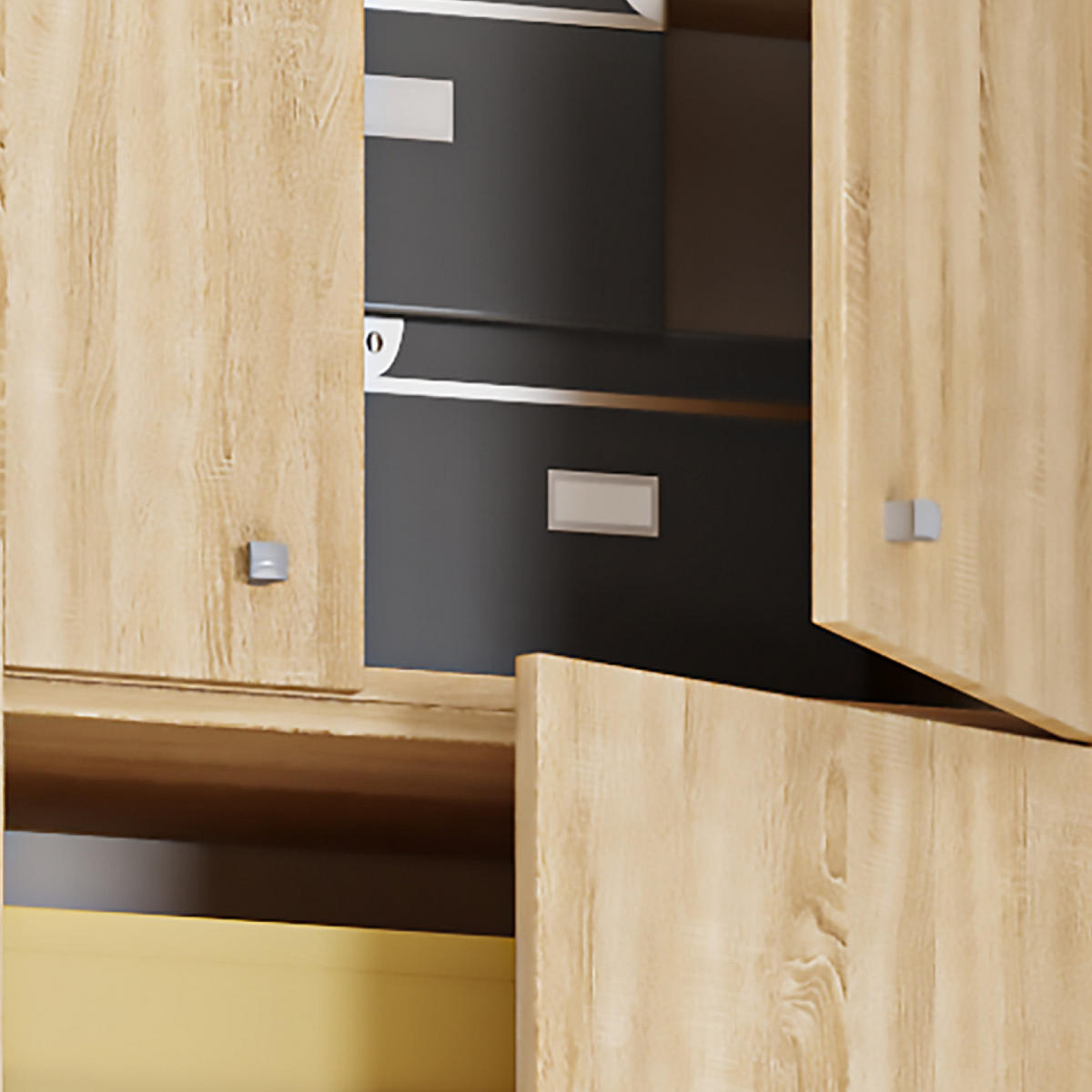 MEHRZWECKSCHRANK 70/223/39 cm  in Sonoma Eiche  - Schwarz/Grau, MODERN, Holzwerkstoff/Kunststoff (70/223/39cm) - MID.YOU