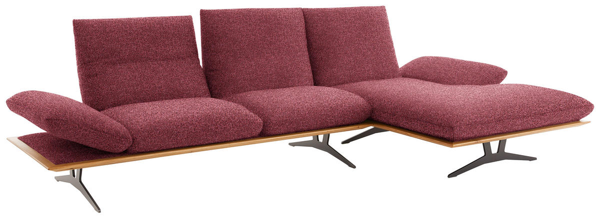 ECKSOFA in Flachgewebe Rot  - Rot/Schwarz, Design, Holz/Textil (314/159cm) - Dieter Knoll