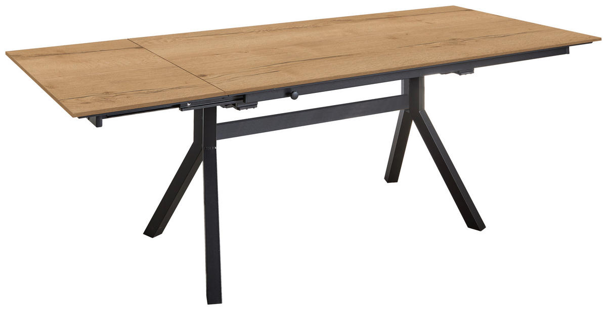 ESSTISCH in Holz, Metall 200-300/95/76 cm  - Eichefarben/Schwarz, Basics, Holz/Metall (200-300/95/76cm) - Celina Home