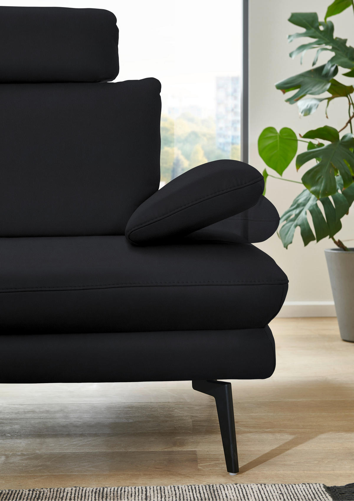 ECKSOFA in Echtleder Anthrazit  180/310 cm  - Anthrazit/Schwarz, Design, Leder/Metall (180/310cm) - Dieter Knoll