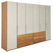 FALTTÜRENSCHRANK in teilmassiv Eiche Champagner, Eichefarben - Chromfarben/Champagner, KONVENTIONELL, Holz/Holzwerkstoff (300/216/58cm) - Dieter Knoll