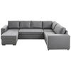 WOHNLANDSCHAFT Grau Webstoff  - Schwarz/Grau, KONVENTIONELL, Kunststoff/Textil (157/313/207cm) - Ti'me
