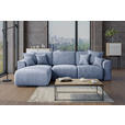 ECKSOFA in Samt Hellblau  - Chromfarben/Hellblau, KONVENTIONELL, Kunststoff/Textil (195/293cm) - Carryhome