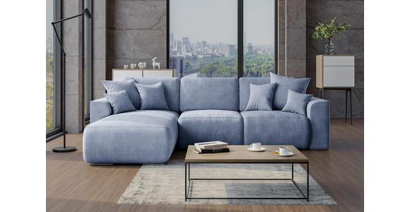 ECKSOFA in Samt Hellblau  - Chromfarben/Hellblau, KONVENTIONELL, Kunststoff/Textil (195/293cm) - Carryhome