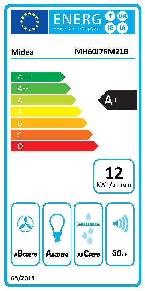 FLÄKTKÅPA MH60J76M21B  - svart, Basics, metall (59,7/39,2/40cm) - Midea