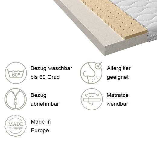 KOMFORTSCHAUMMATRATZE 100/200 cm Höhe ca. 12 cm  - Weiß, Basics, Textil (100/200cm) - Boxxx
