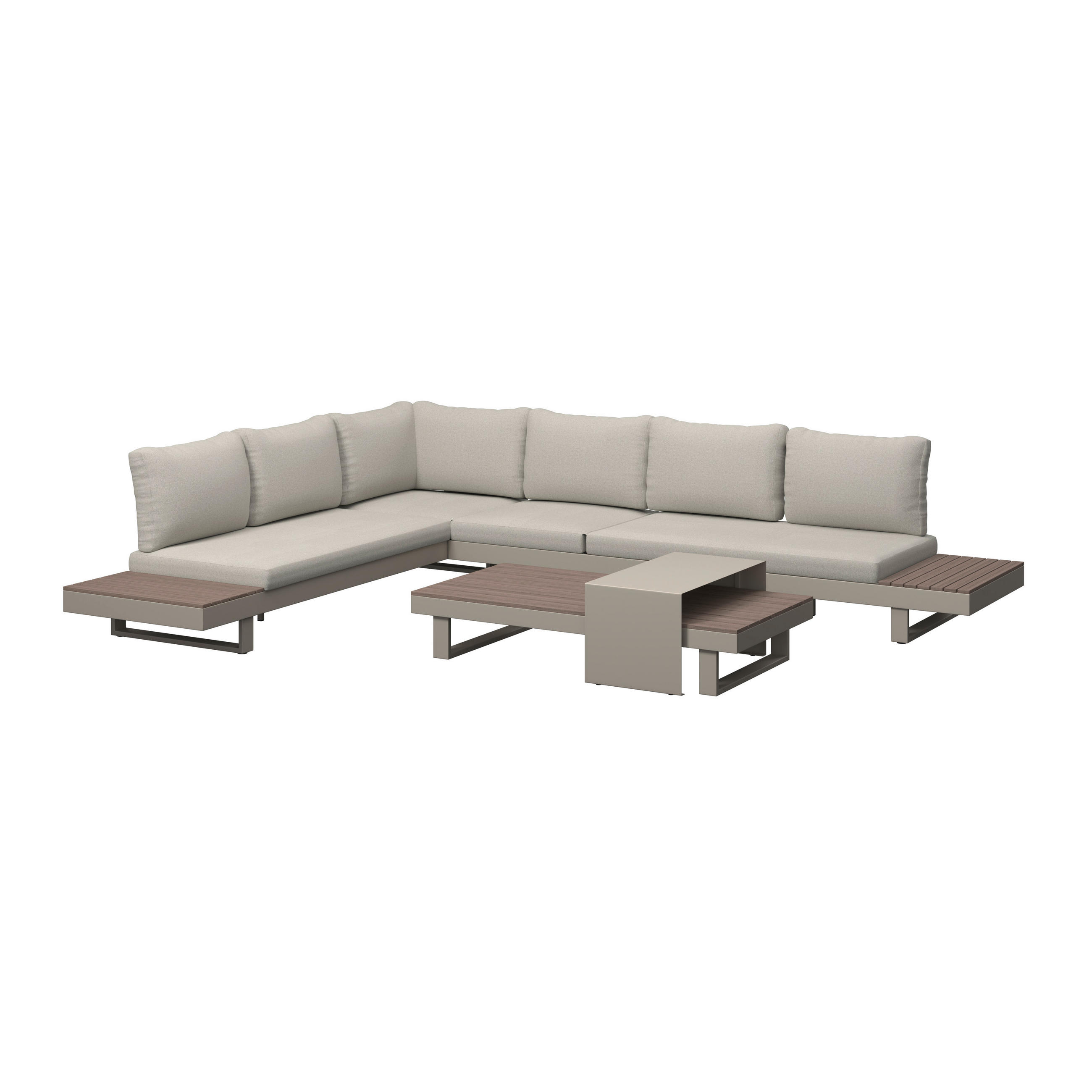 LOUNGEGARNITUR 4-teilig  245/329 cm  Aluminium  - Beige/Braun, MODERN, Kunststoff/Textil (245/329cm) - Ambia Garden
