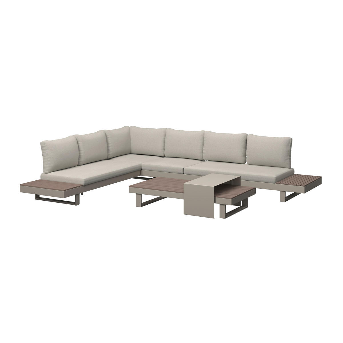 LOUNGEGARNITUR 4-teilig  245/329 cm  Aluminium  - Beige/Braun, MODERN, Kunststoff/Textil (245/329cm) - Ambia Garden