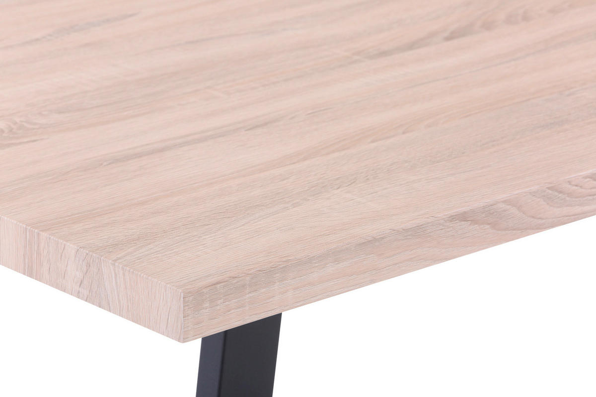 ESSTISCH rechteckig Naturfarben, Schwarz  - Schwarz/Naturfarben, Design, Holzwerkstoff/Metall (160/90/75cm) - Livetastic