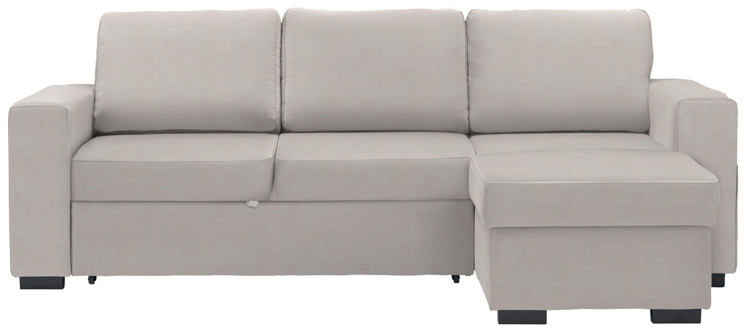 ECKSOFA Creme Velours Schlaffunktion, Rücken echt, Stauraum  - Creme/Schwarz, Design, Kunststoff/Textil (244/157cm) - Carryhome