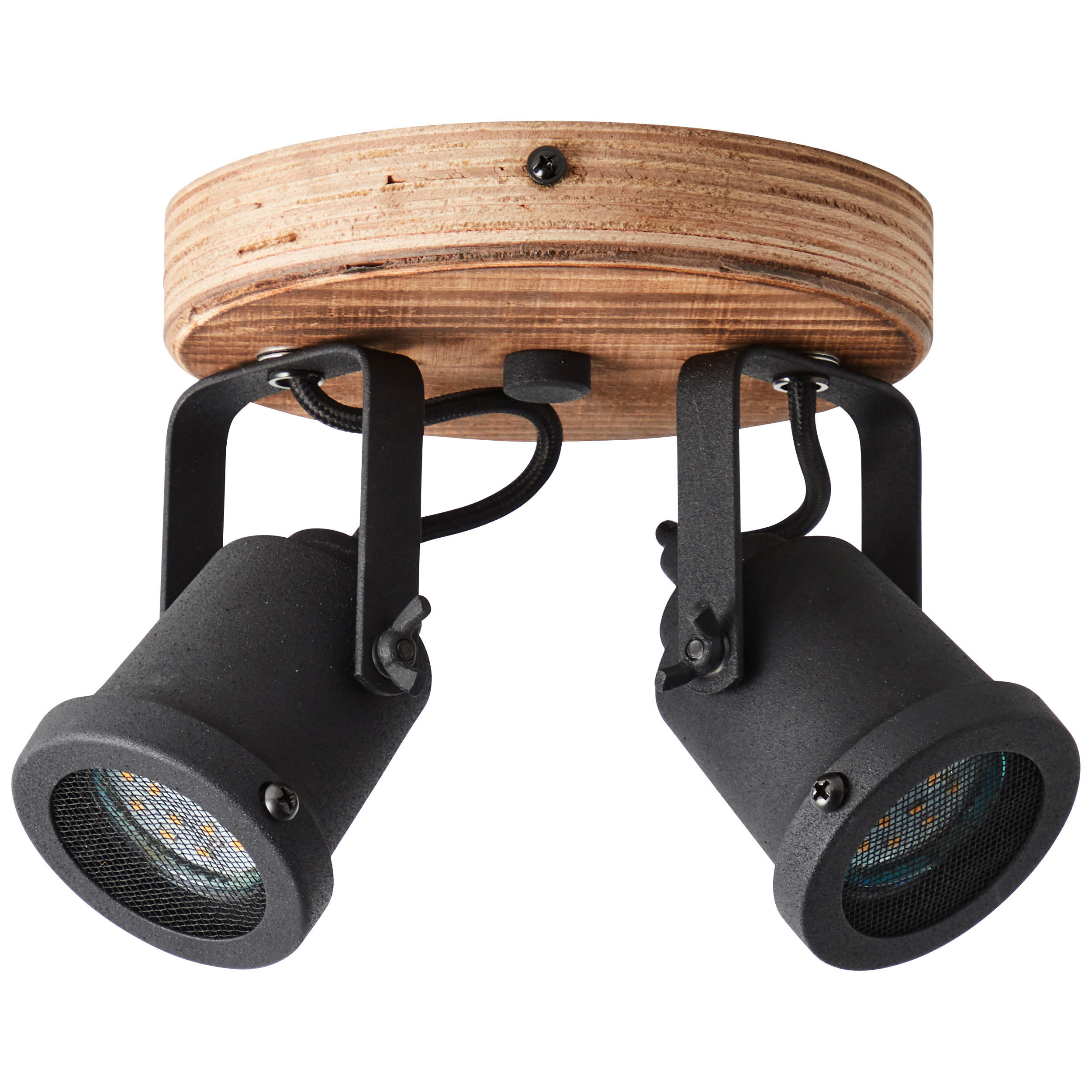 DECKENLEUCHTE   - Schwarz/Braun, Natur, Holz/Metall (13/21/16cm) - Brilliant