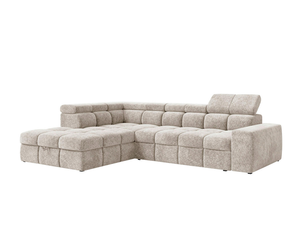 ECKSOFA  in Chenille Creme  - Creme/Schwarz, MODERN, Kunststoff/Textil (204/292cm) - Milino