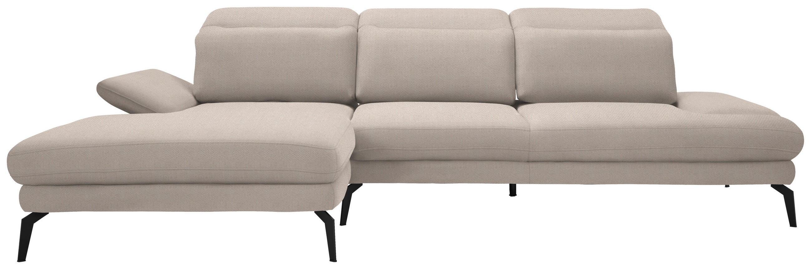 ECKSOFA in Chenille Beige  - Beige/Schwarz, Design, Textil/Metall (180/289cm) - Stylife
