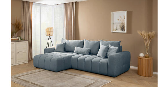 ECKSOFA in Velours Blau  - Blau/Schwarz, KONVENTIONELL, Kunststoff/Textil (168/298cm) - Carryhome