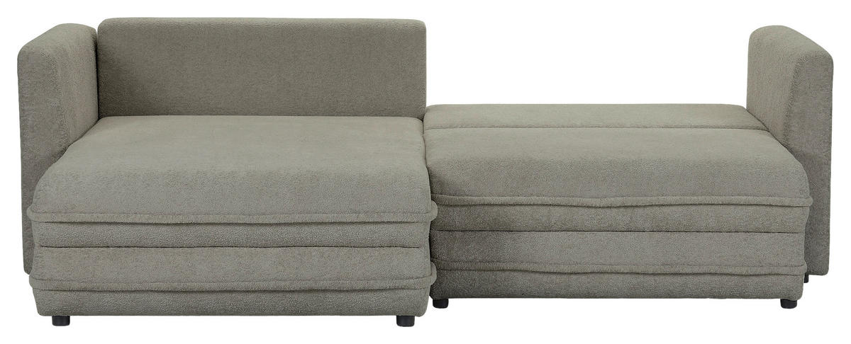 ECKSOFA Hellgrau Plüsch Zierkissen, Rückenkissen, Bettkasten, Schlaffunktion, Rücken echt, Liegefläche im Originalstoff  - Hellgrau/Schwarz, MODERN, Kunststoff/Textil (246/178cm) - Carryhome