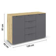 KOMMODE  in 120/81/42 cm  - Dunkelgrau/Eiche Artisan, Design, Holzwerkstoff/Metall (120/81/42cm) - Carryhome