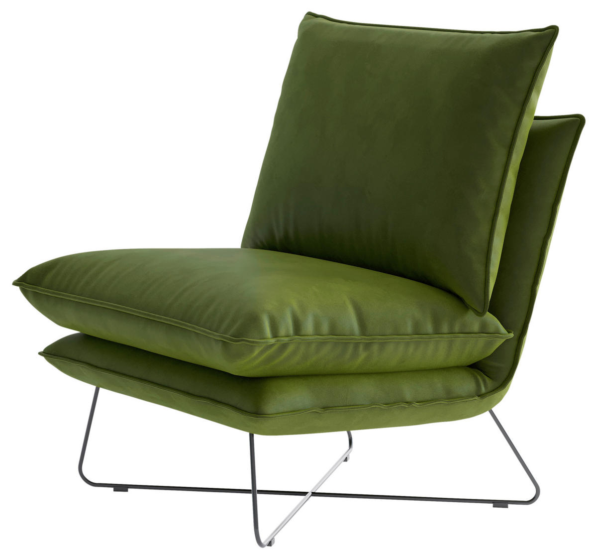 SESSEL in Flachgewebe Grün  - Schwarz/Grün, Design, Textil/Metall (72/84/90cm) - Livetastic