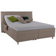 POLSTERBETT Matratze, Lattenrost, Bettkasten 180/200 cm  in Cappuccino  - Birkefarben/Silberfarben, KONVENTIONELL, Holz/Textil (180/200cm) - Esposa