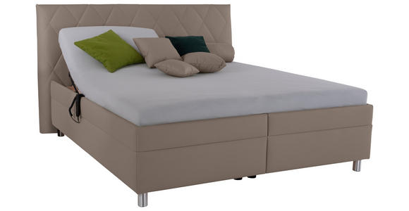 POLSTERBETT Matratze, Lattenrost, Bettkasten 180/200 cm  in Cappuccino  - Birkefarben/Silberfarben, KONVENTIONELL, Holz/Textil (180/200cm) - Esposa