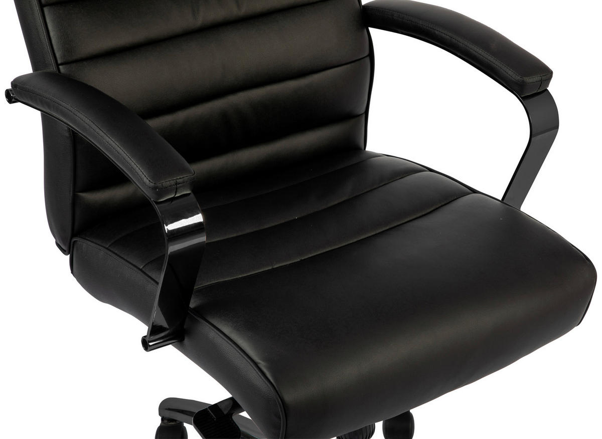 CHEFSESSEL Lederlook Schwarz, Chromfarben  - Chromfarben/Schwarz, MODERN, Kunststoff/Textil (64/115/121/69cm) - MID.YOU
