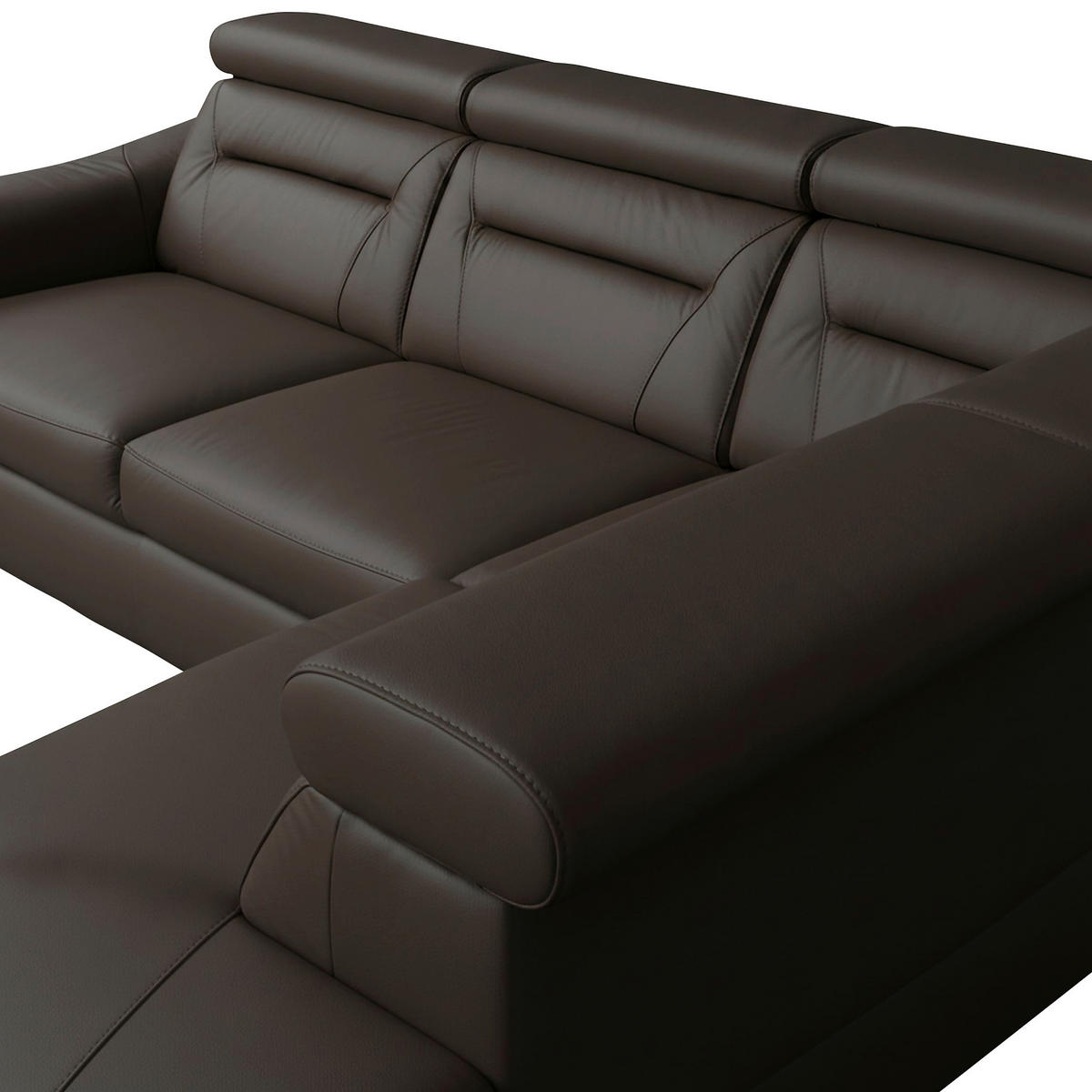 ECKSOFA  in Lederlook Echtleder Dunkelbraun  - Wengefarben/Dunkelbraun, Design, Leder/Holz (260/212cm) - Celina Home