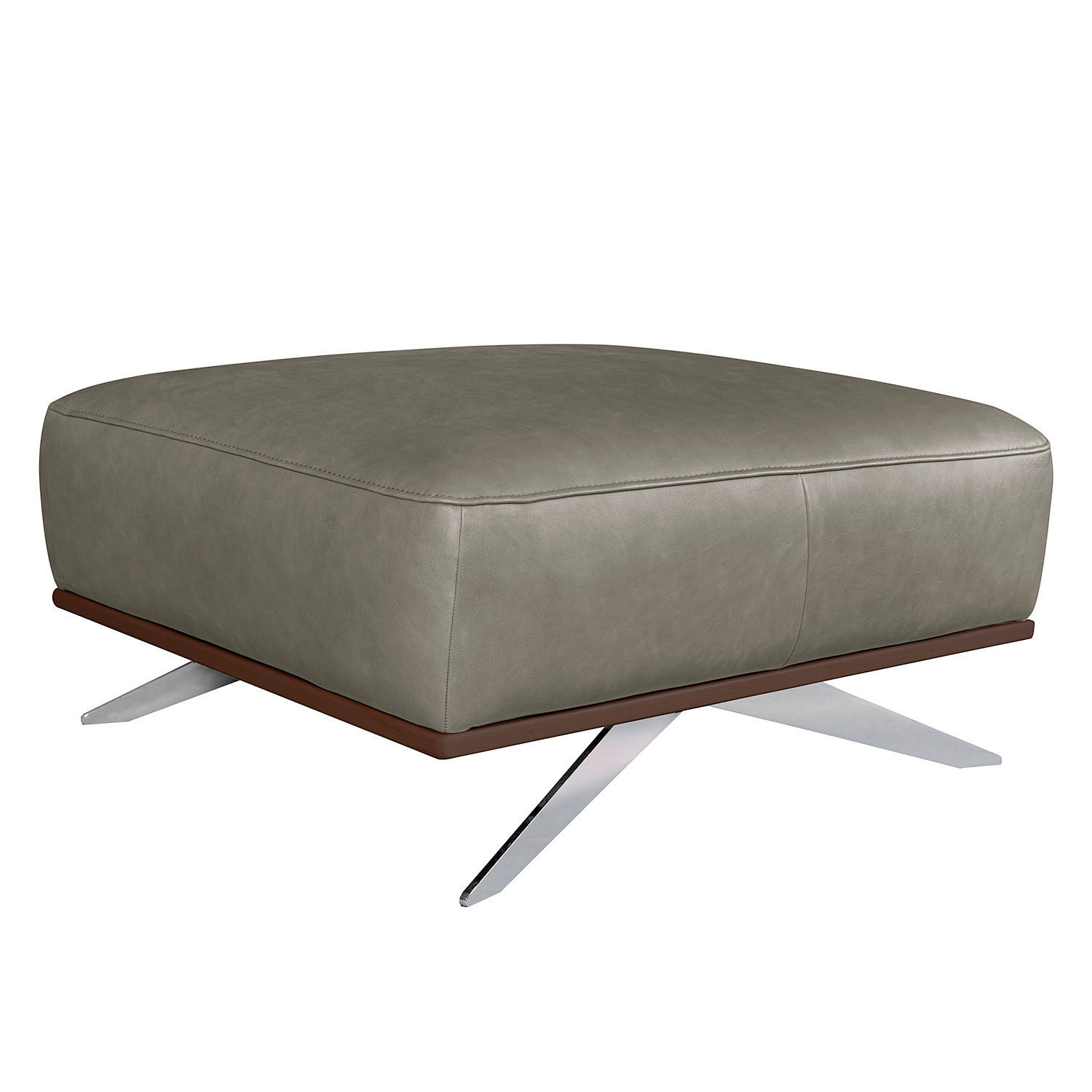 HOCKER Echtleder Grau  - Chromfarben/Grau, Design, Leder/Metall (95/46/80cm) - Livetastic