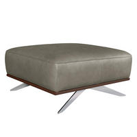 HOCKER Echtleder Grau  - Chromfarben/Grau, Design, Leder/Metall (95/46/80cm) - Livetastic