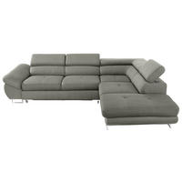 ECKSOFA in Webstoff Grau  - Grau, Design, Textil/Metall (280/235cm) - Hom`in