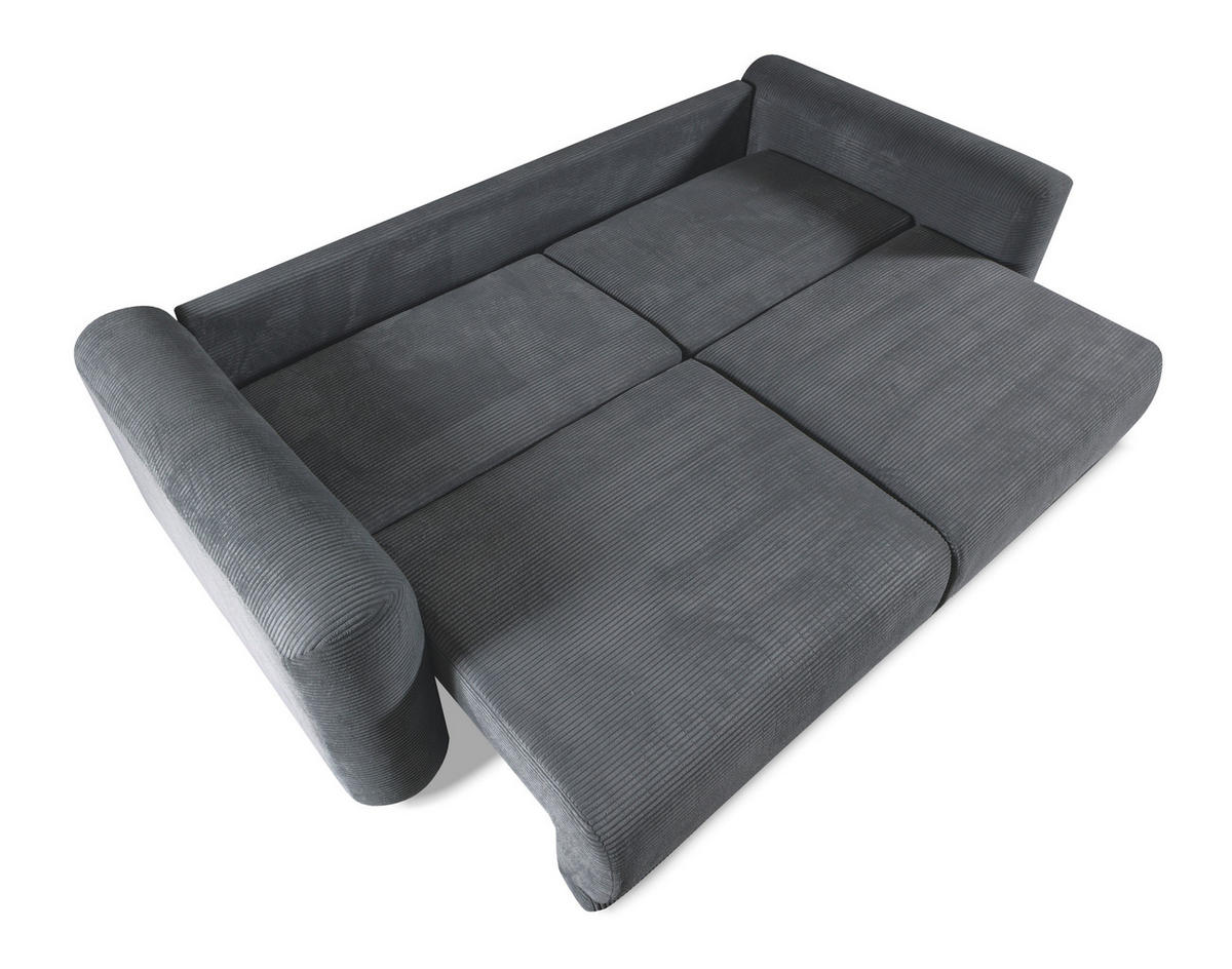SCHLAFSOFA NORMAN  mit gerippt Grau  - Schwarz/Grau, Design, Kunststoff/Textil (252/93/167cm) - Livetastic