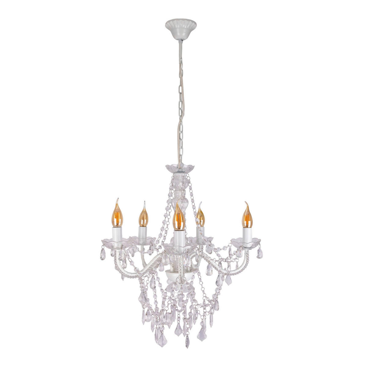 KRONLEUCHTER CECILIA 52/85 cm   - Weiß, Trend, Kunststoff/Metall (52/85cm) - Näve