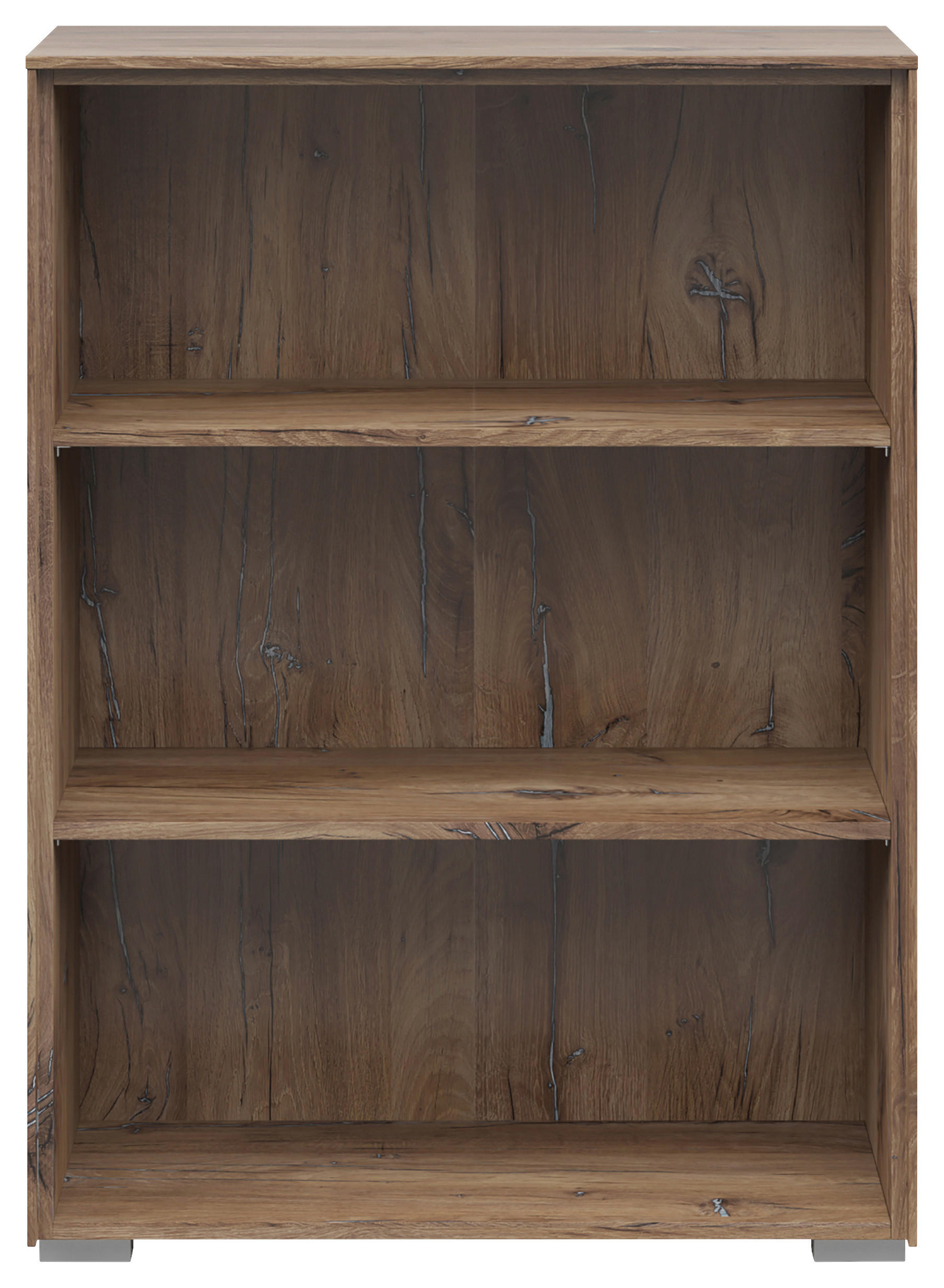 AKTENREGAL Eiche dunkel  - Eiche dunkel/Silberfarben, KONVENTIONELL, Holzwerkstoff/Kunststoff (81/110/37cm) - Voleo