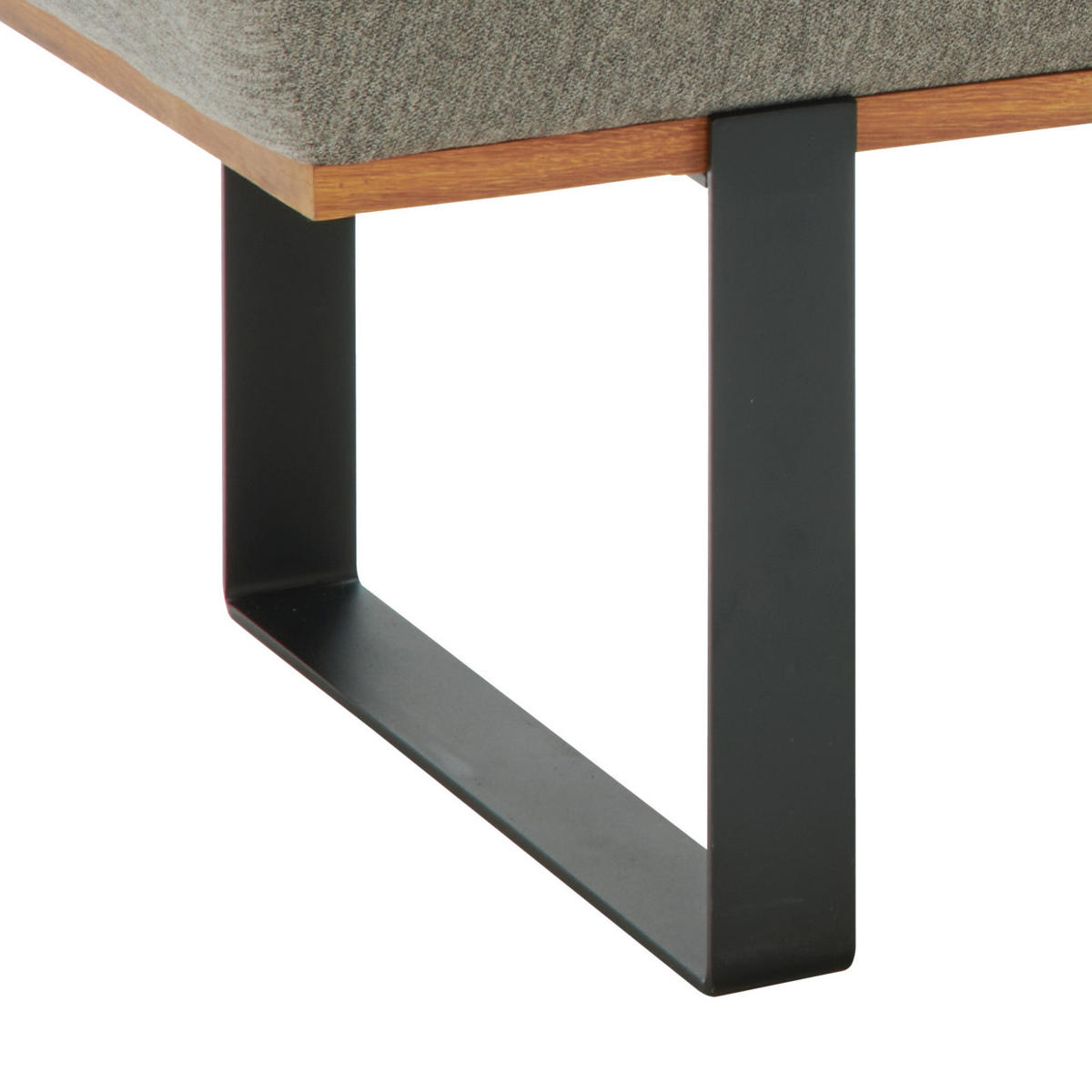 SITZBANK 130/48/90 cm Webstoff Grau Eiche vollmassiv  - Schwarz/Grau, MODERN, Holz/Textil (130/48/90cm) - Livetastic