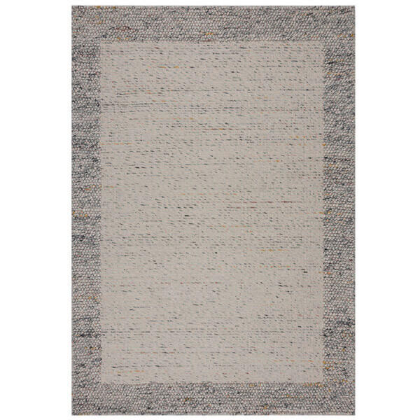 HANDWEBTEPPICH 160/230 cm BOBBLE WOOL BORDER Schwarz, Weiß  - Schwarz/Weiß, Trend, Textil (160/230cm) - Xora
