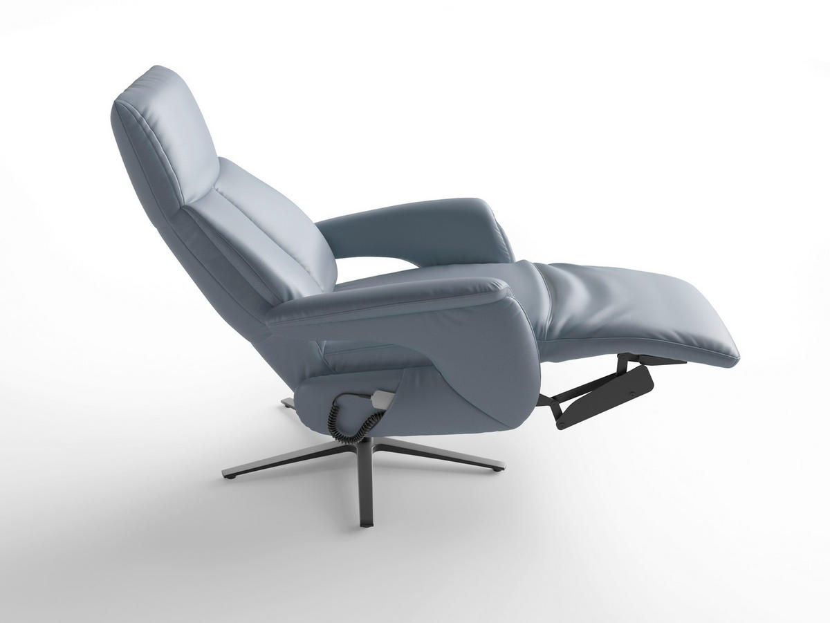 RELAXSESSEL Leder Graublau  - Graublau/Schwarz, Basics, Leder/Metall (75/110/85cm) - Sit & More