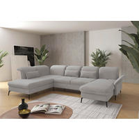 WOHNLANDSCHAFT in Flachgewebe Silberfarben  - Silberfarben/Schwarz, Konventionell, Textil/Metall (231/359/198cm) - Sit & More