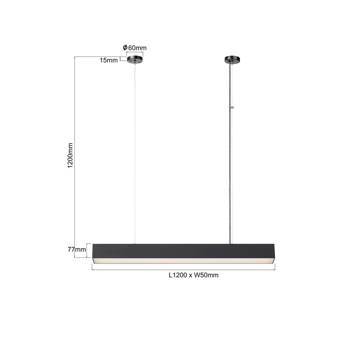 LED-HÄNGELEUCHTE Luci  120/80/6 cm  - Schwarz, Design, Metall (120/80/6cm)