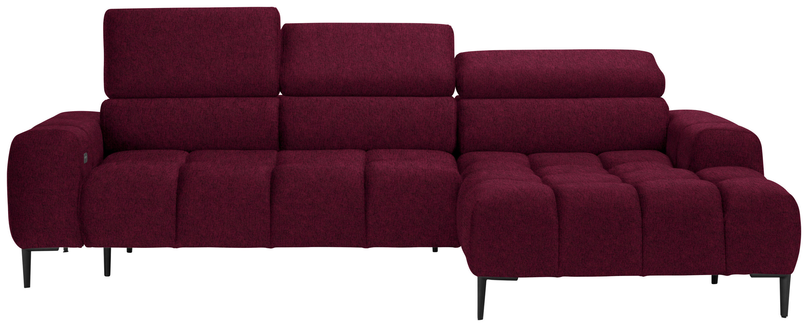 ECKSOFA Bordeaux Samt, Webstoff  - Bordeaux/Schwarz, Design, Textil/Metall (270/177cm) - Welnova