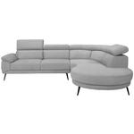 ECKSOFA in Velours Hellgrau  - Hellgrau/Schwarz, Design, Textil/Metall (299/264cm) - Novel