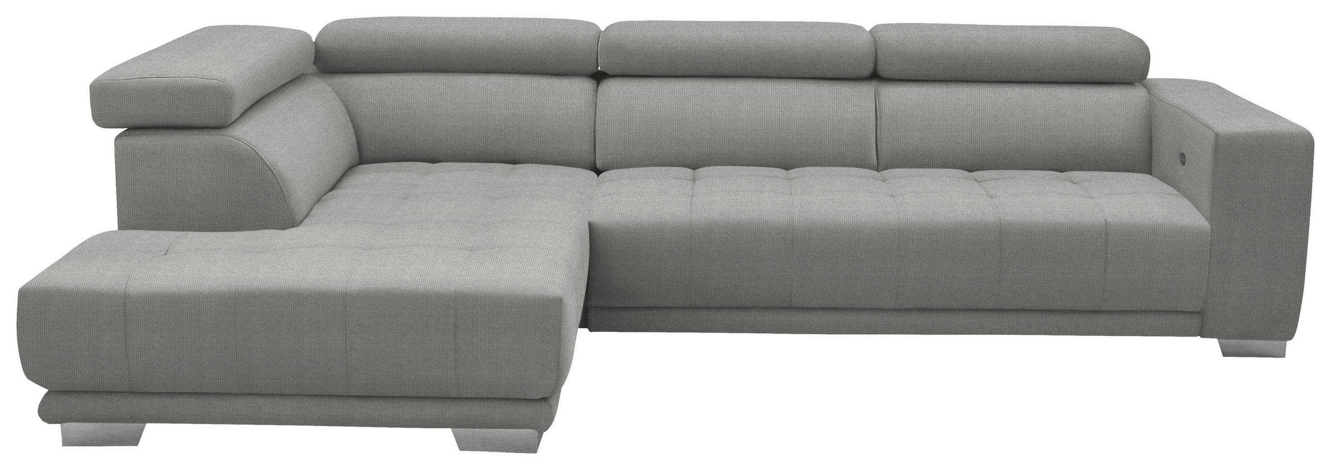 ECKSOFA in Mikrofaser Hellgrau  - Chromfarben/Hellgrau, Design, Textil/Metall (207/301cm) - Xora