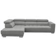 ECKSOFA in Mikrofaser Hellgrau  - Chromfarben/Hellgrau, Design, Textil/Metall (207/301cm) - Xora