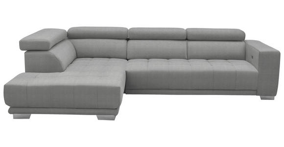 ECKSOFA in Mikrofaser Hellgrau  - Chromfarben/Hellgrau, Design, Textil/Metall (207/301cm) - Xora