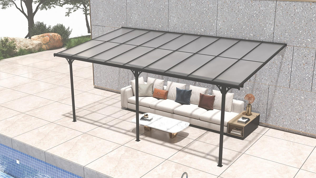 TERRASSENÜBERDACHUNG - Schwarz, Basics, Metall (556/225/300cm) - Ambia Garden