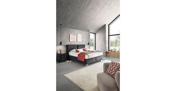 BOXSPRINGBETT 180/200 cm in Anthrazit - Chromfarben/Anthrazit, KONVENTIONELL, Textil/Metall (180/200cm) - Dieter Knoll