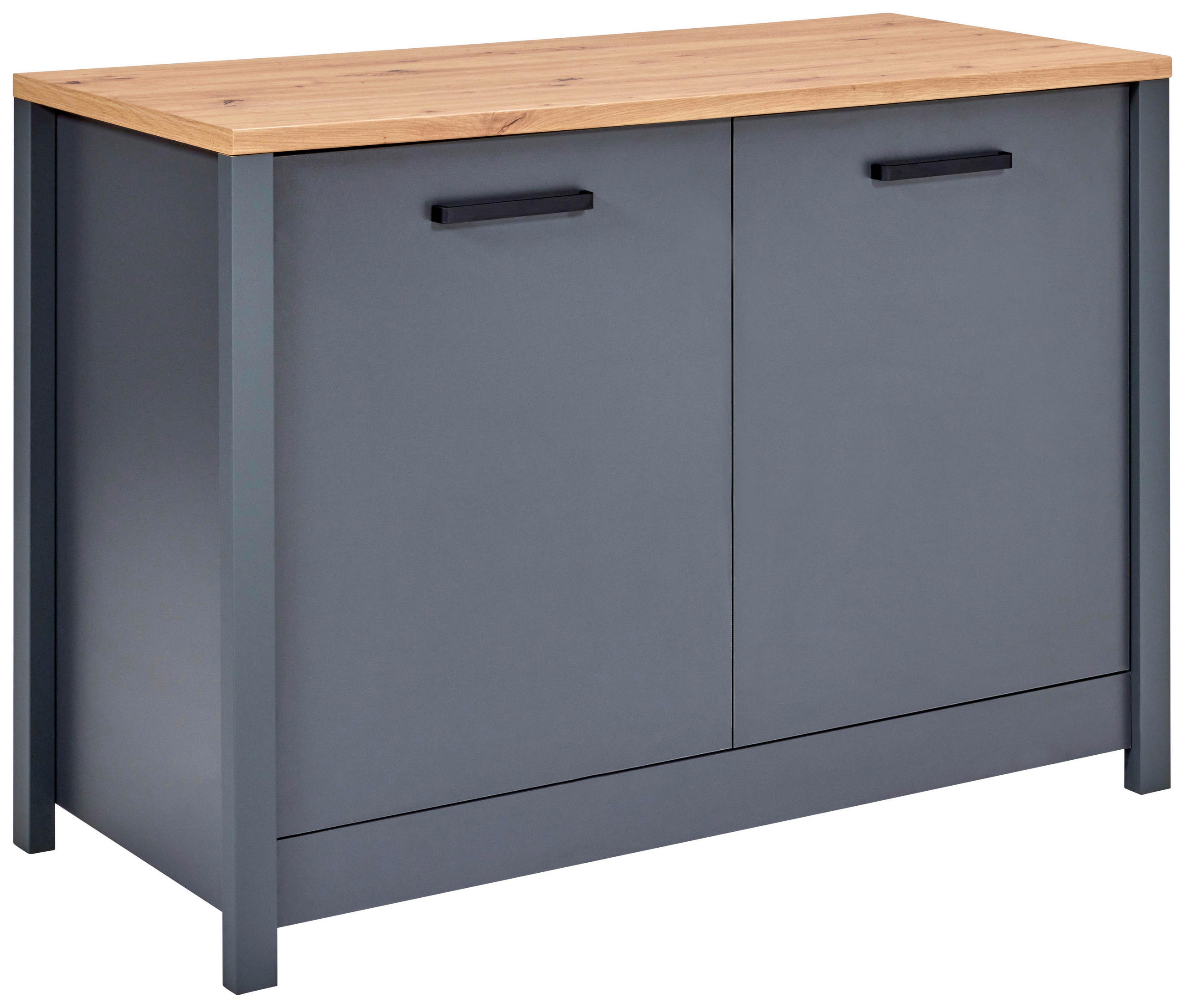 SPÜLENUNTERSCHRANK 130,3/92/60 cm  in Anthrazit, Eiche Artisan  - Anthrazit/Schwarz, MODERN, Holzwerkstoff/Metall (130,3/92/60cm) - home24