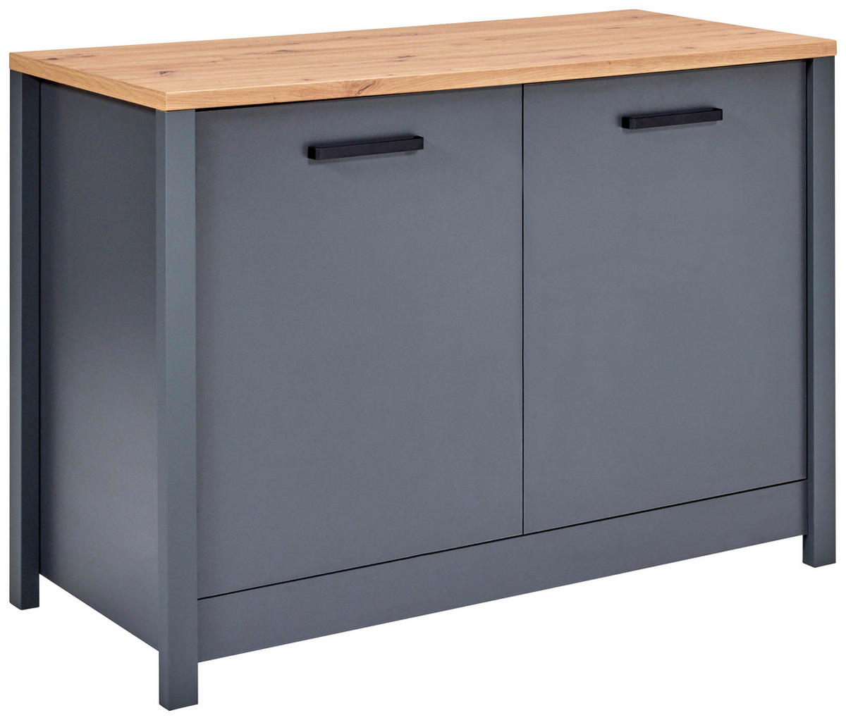 BÄNKSKÅP FÖR DISKHO 130,3/92/60 cm  i antracit, ek Artisan  - svart/ek Artisan, Modern, metall/trämaterial (130,3/92/60cm) - home24