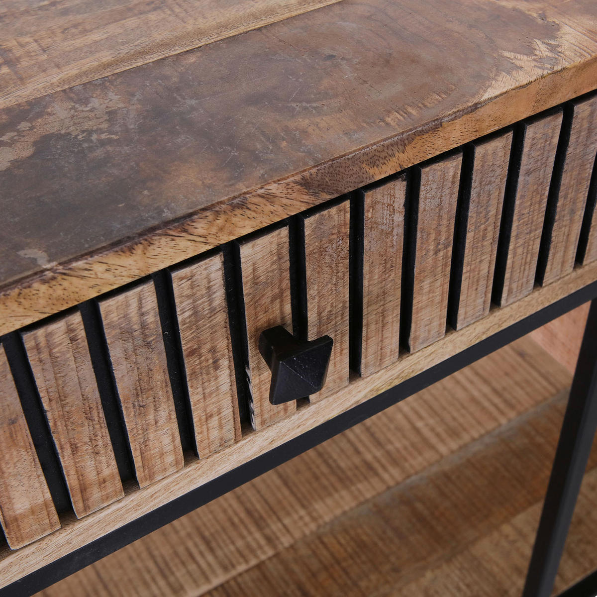 KONSOLENTISCH Mangoholz massiv Braun  - Schwarz/Braun, LIFESTYLE, Holz/Metall (130/38/75cm) - Landscape
