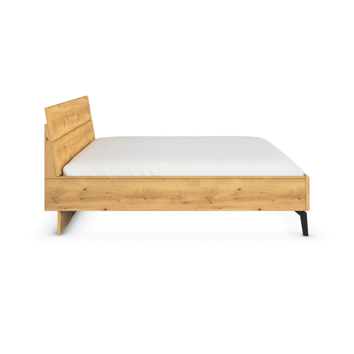 ÁGY 160/200 cm  tölgyfa színű  - tölgyfa színű/fekete, Basics, faalapú anyag/fa (160/200cm) - Novel