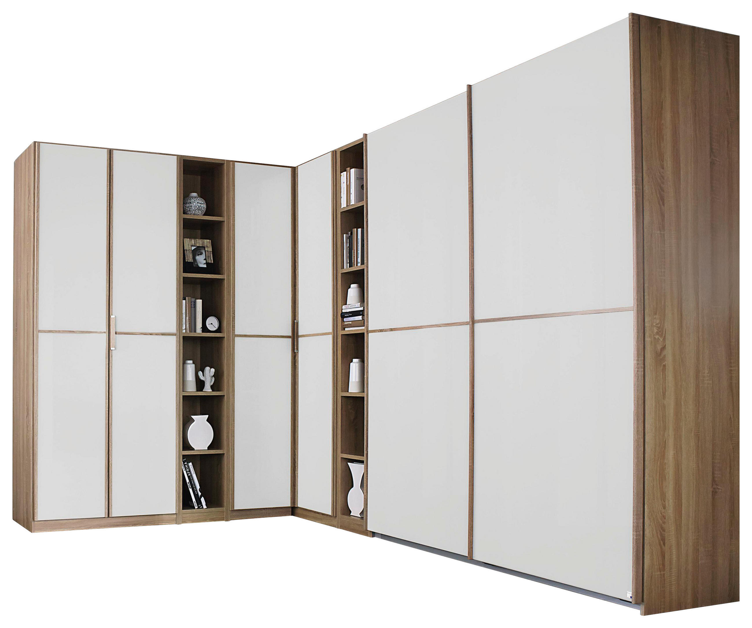 Eckschrank 224x359 Cm Essensa Weiß / Eichefarben