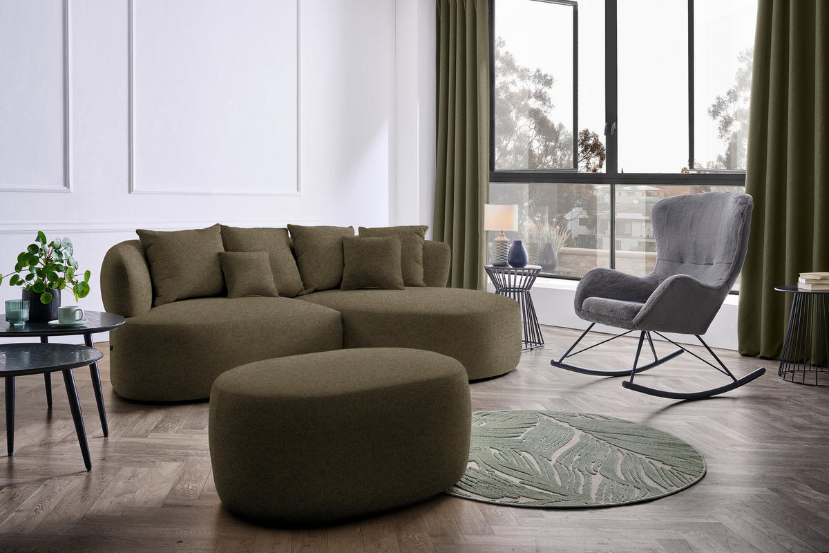 HOCKER in Textil Olivgrün  - Schwarz/Olivgrün, MODERN, Kunststoff/Textil (88/43/66cm) - Hom`in