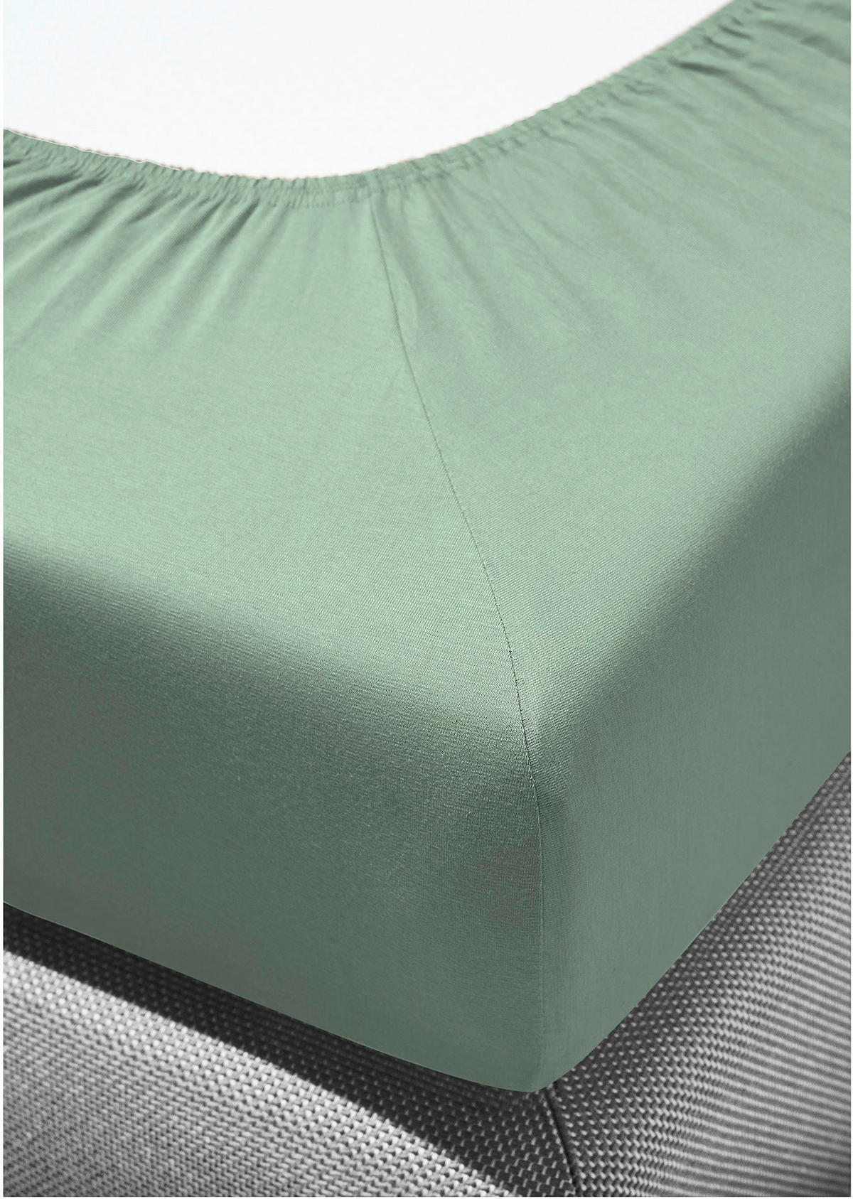 SPANNBETTTUCH Biber  - Jadegrün, KONVENTIONELL, Textil (100/200cm) - Bierbaum
